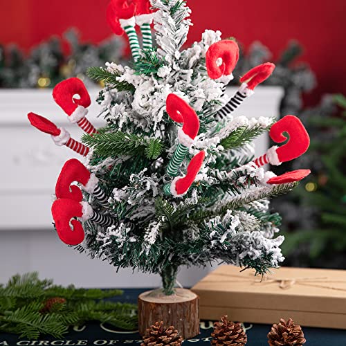 6 Pcs Christmas Elf Legs Tree Ornaments with Fixed Wire, Festive Decor