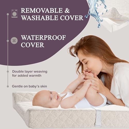 Natural Organic Cotton Baby Changing Pad Cover with Waterproof Foam Mattress - Modera
