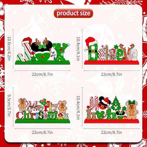 Christmas Decorations Table Centerpiece 4pcs Gingerbread Christmas Party Decorations Wooden Signs Merry Christmas Table Topper Signs Photo Prop for Xmas Holidays Tiered Tray Decor