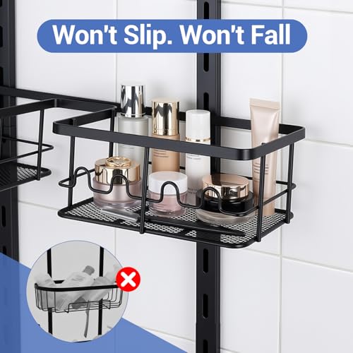 Black Extra Large Hanging Shower Caddy - Rust-Resistant 3-Tier Organizer with Soap Basket