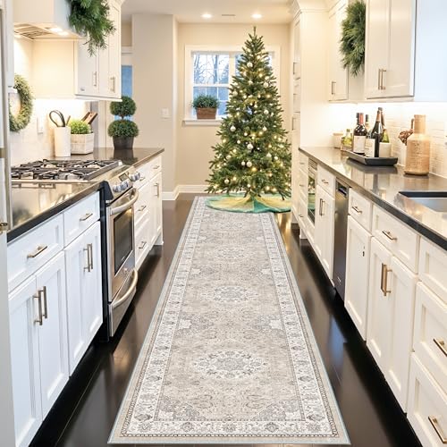 HY HAO YUN LAI 3' x 20' Beige Washable Runner Rug Non Slip Entryway Carpet for Kitchen & Hallway