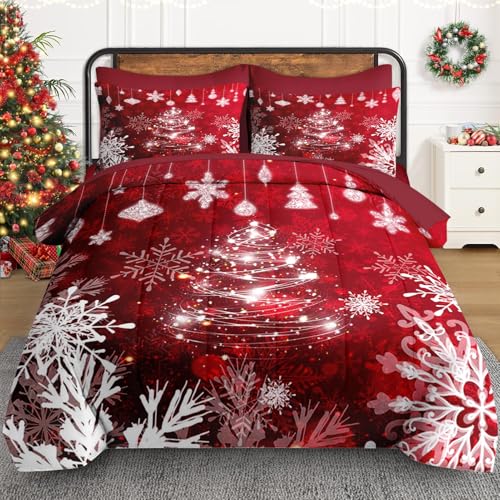 WeCozy Queen Christmas Comforter Set with Sheets - 7 Pieces (Queen / Xmas Tree 4)