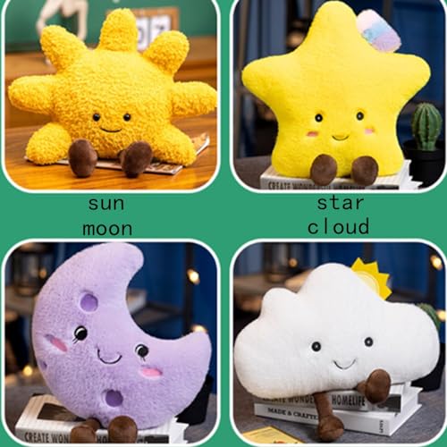 Sun Shaped Plush Pillow,Smiling Fun Filled Sun, Stars, Moon, Cloud Shaped Plush Toys for Home Decoration, as Birthday Gifts for Children and Girls (Clouds)