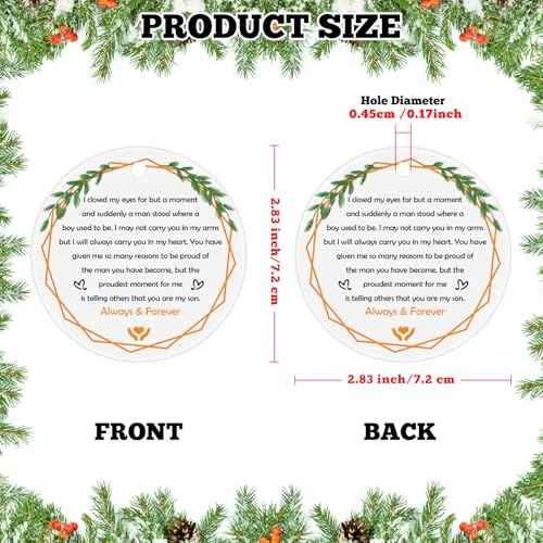 Son Gifts from Mom to My Son Christmas Ornament Birthday Ceramic Ornament Present for Adult Sons Inspirational Gift for Sons for Boys Back to School Graduation Wedding Gift