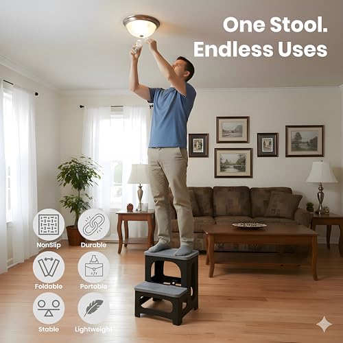 Folding Step Stool for Adults & Kids Non-Slip Portable Home Ladder
