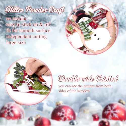 6 Sheets Christmas Window Clings Merry Christmas Santa Reindeer Snowman Window Stickers Decals for Glass Xmas Holiday Home Office Decor