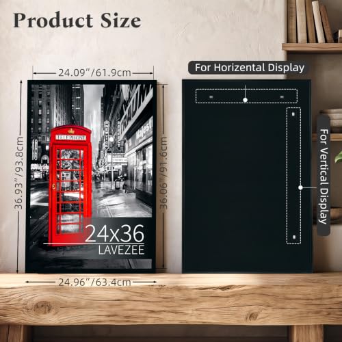 Lavezee Black 24x36 Poster Frame Wall Art Photo Display - Durable Metal