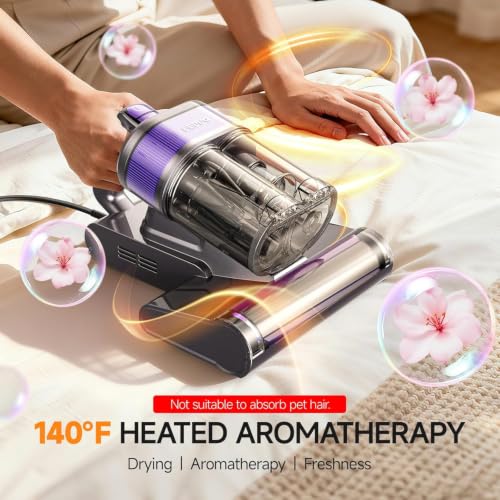 FEPPO 4-in-1 Mattress Vacuum Cleaner with UV-C Light, Gray/Purple