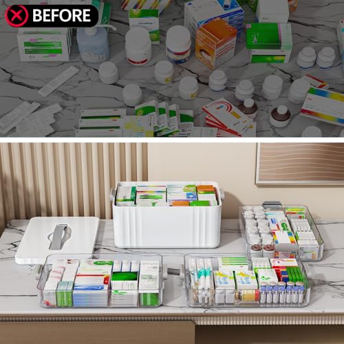 4-Tier Portable Medicine Organizer with Handle - First Aid Storage Box