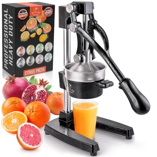 Cast Iron Citrus Juicer - Manual Orange Lemon Lime Squeezer, Black, 5-Inch Bowl