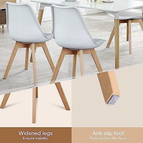OLIXIS White Set of 4 PU Leather Dining Chairs - Modern Accent Seating