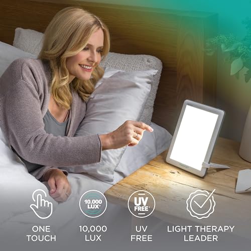 UV-Free Light Therapy Lamp 10,000 Lux Full Spectrum LED Wake Up Light