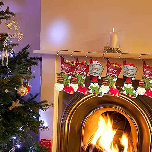 Loncaster Christmas Stocking Holders for Mantle Set of 6, Non-Slip Adjustable Stocking Holders, Stocking Hanger for Christmas Party Decorations(Bronze)