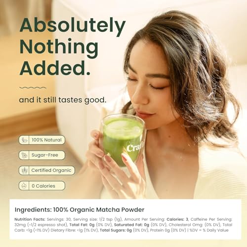 Crafti Organic Ceremonial Matcha Powder 75g - Authentic Japanese Green Tea