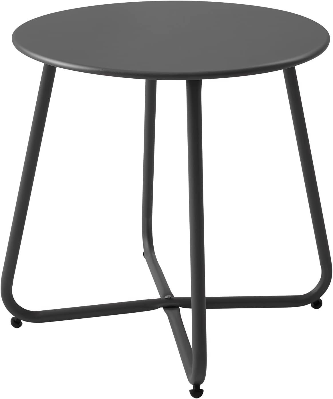 Meluvici Waterproof Round Metal Side Table - Portable Indoor/Outdoor End Table for Garden & Balcony | Black