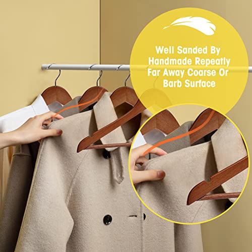 Walnut Wooden Hangers - 60 Pack Heavy Duty Clothes Hangers with Notches - Closet Organizer - Variation of THIS listing