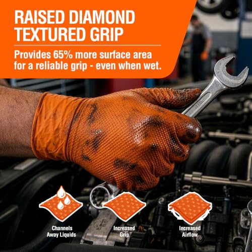 GLOVEWORKS Nitrile Disposable Gloves Orange XL 8 Mil - 300 Pack