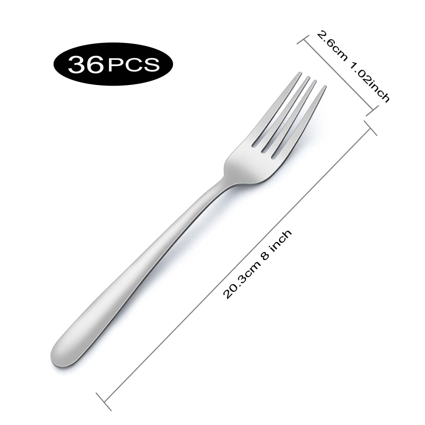 Pleafind 36-Piece Dinner Forks Set (8 inch), Stainless Steel Forks Silverware, Mirror Polished Fork Set, Small Forks for Home, Kitchen, Restaurant, Dishwasher Safe