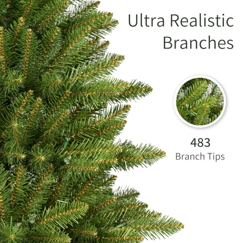 Puleo International 4.5ft Slim Fraser Fir Artificial Christmas Tree with 150 Clear Lights