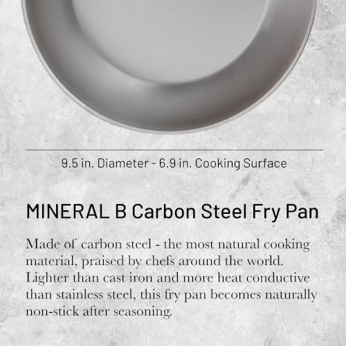 9.5-Inch Carbon Steel Fry Pan - Naturally Non-Stick, French Made, for Searing & Sauteing