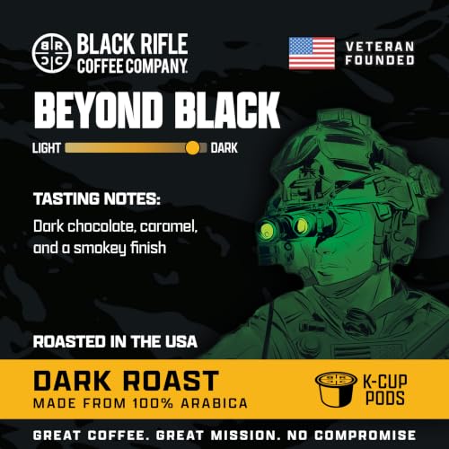 Beyond Black Dark Roast Coffee Pods - 100% Arabica, Bold Smoky Flavor, Veteran-Founded, Pack of 32 - Black Rifle Coffee Company