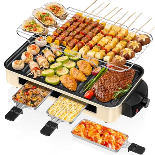 White 2-in-1 Smokeless Indoor Electric Grill with Removable Non-Stick Plate