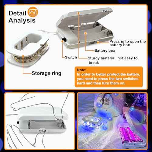 16Ft 50 LED Blue Fairy Lights Mini String Lights Waterproof for Mason Jars Halloween Christmas Parties Wedding Table Centerpieces Decoration