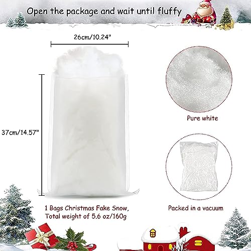 Christmas Fake Snow Decor, Fiber Artificial Snow Cotton Snow Fluffy Indoor Decoration, Flame Resistant Snow Blankets for Winter Mantle Village, Nativity, Christmas Decoration