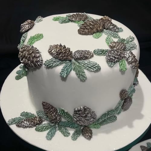 Christmas Pine Cone and Holly Leaves Silicone Molds Set, Winter Leaves Fondant Chocolate Candy Molds for Cake Decorating
