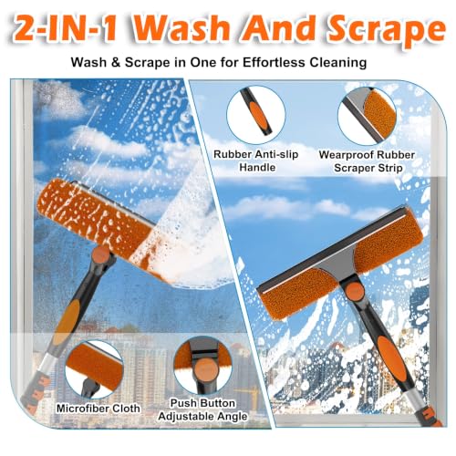20FT Extendable Dusting Kit with Long Reach Pole, Cobweb & Microfiber Dusters