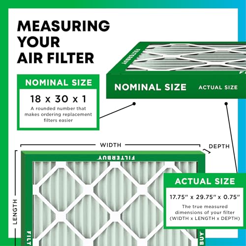 18x30x1 Air Filter MERV 13 Smoke & Allergy Defense 2-Pack - Universal Replacement