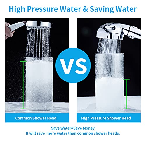 KAIYING Chrome High Pressure Handheld Shower Head with Pause Button and 3 Settings