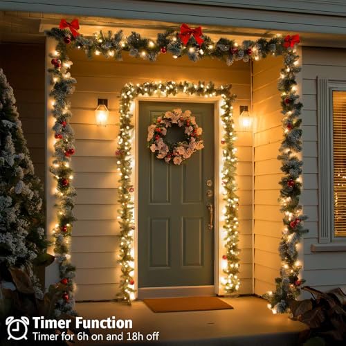 Timer Fairy Lights Battery Operated 2 Pack 16.4Ft 50 LEDs Silver Copper Wire Twinkle String Lights with Timer 5 Lighting Modes for Christmas Bedroom Wedding Parties Holiday Decorations (Warm White)