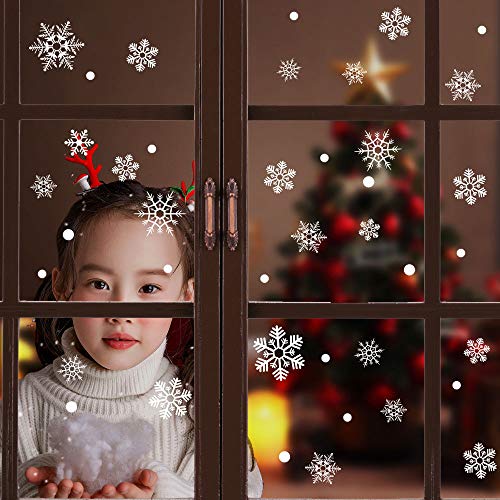 114Pcs Christmas Decorations Window Stickers Clings Snowflakes