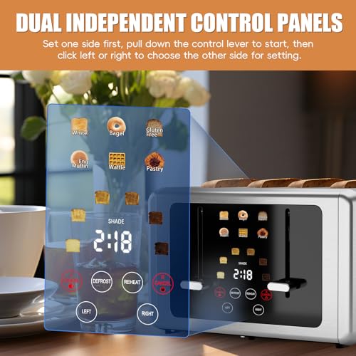 WUNLY Smart Digital 4-Slice Toaster with Wide Slots & Stainless Steel Variation