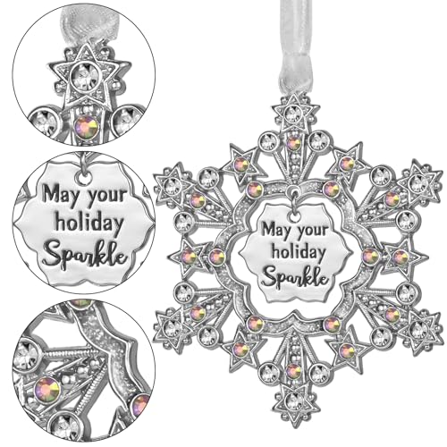 LIFE&FOOT 2025 Silver Snowflake Christmas Ornament - Holiday Decor & Car Charm