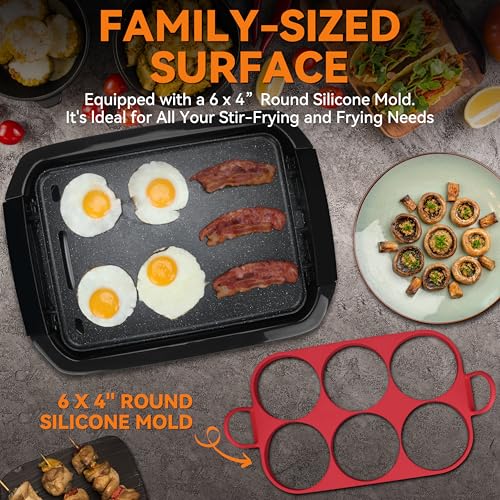Baker’s Friend Indoor Griddle & Grill Panini Press 2-in-1 Electric Reversible Plate