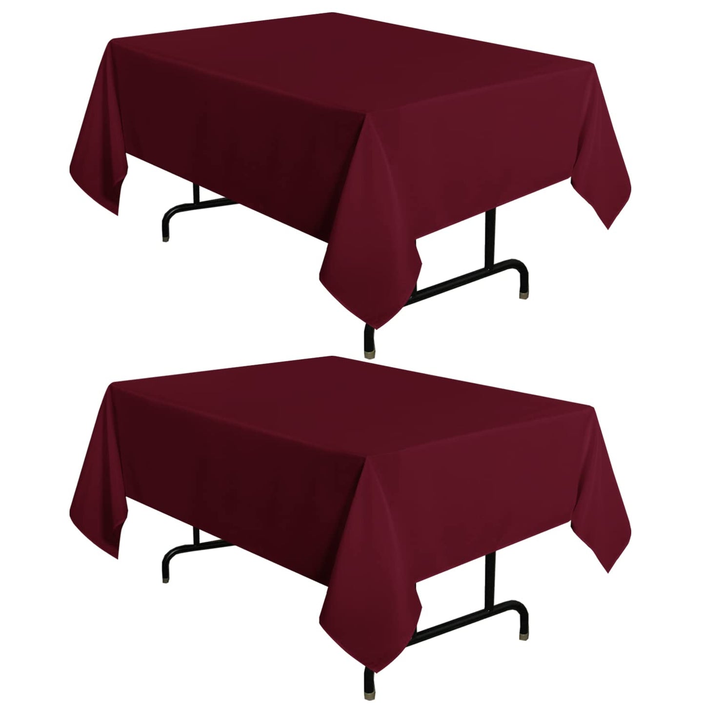 sancua 2 Pack Burgundy Tablecloth 54 x 54 Inch, Stain and Wrinkle Resistant Square Table Cloth - Washable Polyester Table Cover for Dining Tables, Buffet Parties and Camping