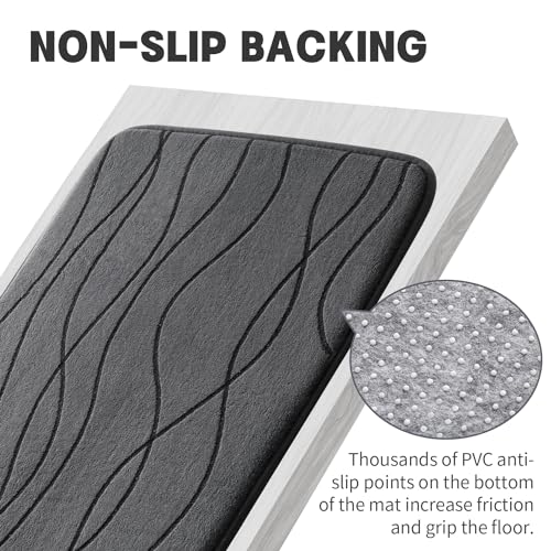 YIHOUSE 5-Piece Dark Grey Memory Foam Bathroom Rugs Set - Non-Slip, Ultra-Soft, Absorbent