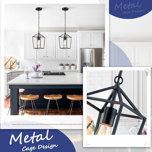 Sheetea 2 Pack Pendant Lights for Kitchen Island - Black Modern Light Fixtures - Variation: Black / Standard