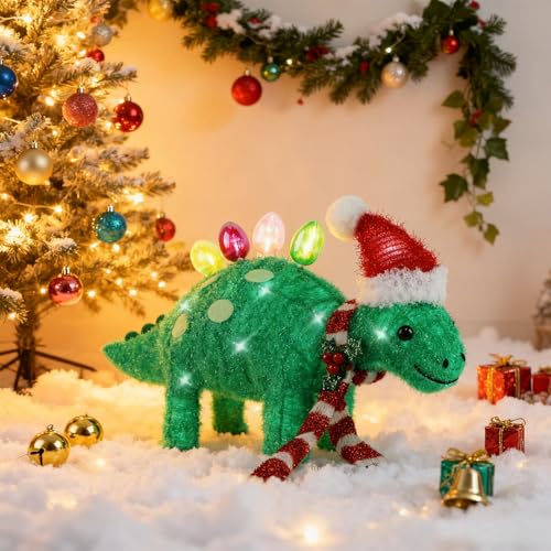 Hausse Lighted 3D Stegosaurus Outdoor Christmas Decor – Pre‑Lit 25" L x 13" H Garden Dinosaur