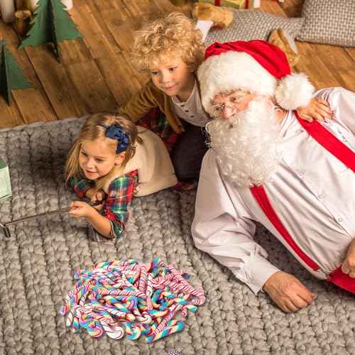 60pcs Mini Christmas Candy Decorations, Christmas Miniatures for Crafts Faux Candy Canes Xmas Candy for Crafts Ornaments Soft Clay Candy Canes for Tree Hanging DIY Crafts Party Decor