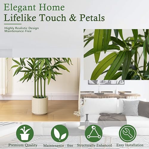 White 6FT Artificial Bamboo Tree - Faux Tall Plant for Home Decor