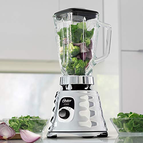 Oster 1.25L Chrome Blender - 700W, 3 Speed, Durable Glass Jar