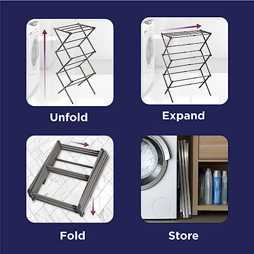 Silver 3-Tier Collapsible Metal Laundry Drying Rack - Space Saving & Heavy Duty