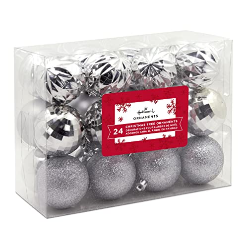 Hallmark 24-Pack Silver Christmas Ornaments Ball Set