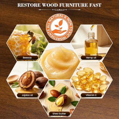 LUXGROVE 8oz Wood & Leather Furniture Repair Salve - Conditioning Balm for Couches, Car Seats, Tables, Cabinets, Shoes & Purses