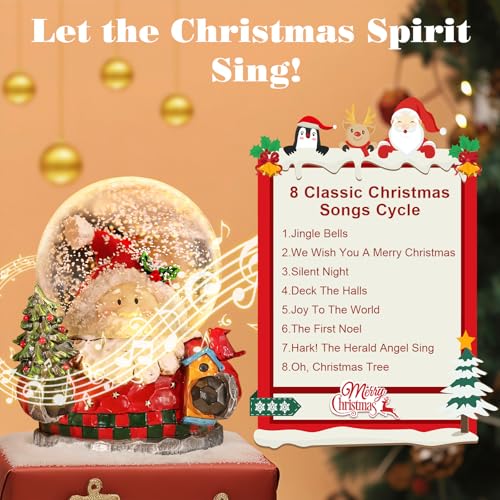 Lewondr Christmas Snow Globe with Santa & Lighted Water Globe - Red Variation