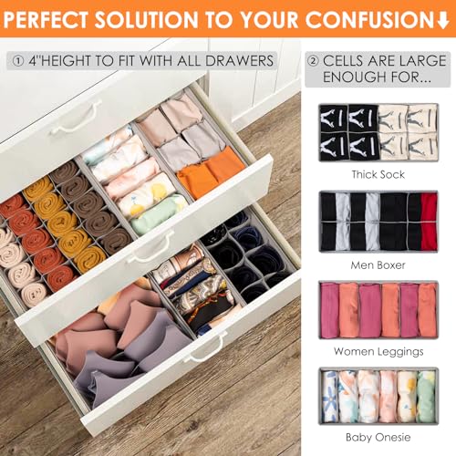 Criusia 12 Pack Drawer Organizer Dividers with 116 Compartments - Grey
