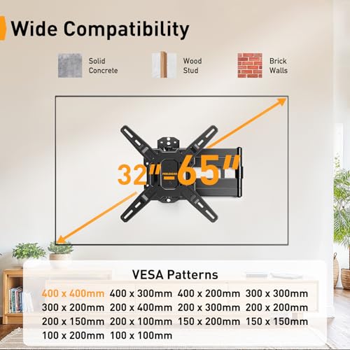 Perlegear Long Arm TV Wall Mount for 32-65 Inch Screens, 37.4" Extension